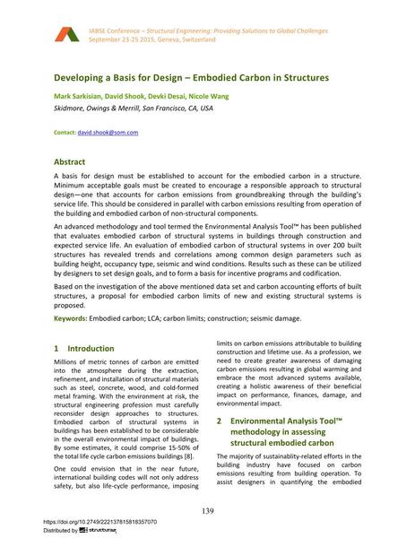 Developing a Basis for Design – Embodied Carbon in Structures