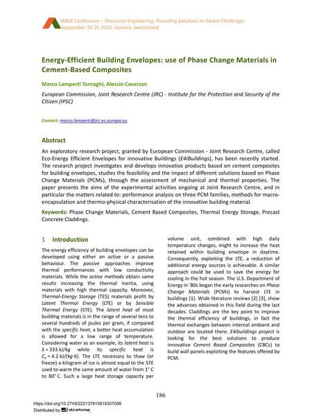  Energy-Efficient Building Envelopes: use of Phase Change Materials in Cement-Based Composites