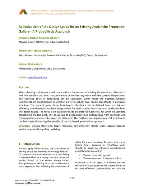 Reevaluation of the Design Loads for an Existing Avalanche Protection Gallery - A Probabilistic Approach