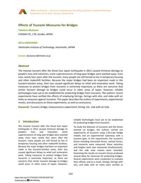  Effects of Tsunami Measures for Bridges