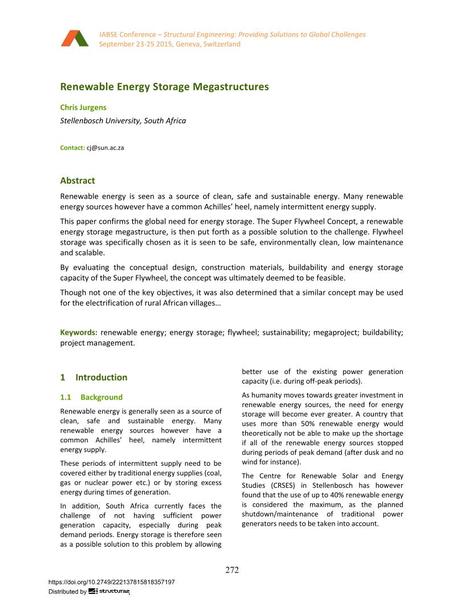  Renewable Energy Storage Megastructures