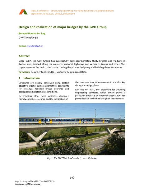  Design and realization of major bridges by the GVH Group