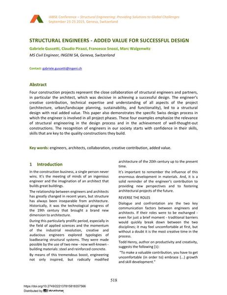  Structural engineers - Added value for successful design