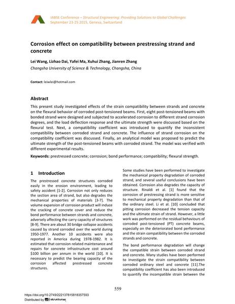  Corrosion effect on compatibility between prestressing strand and concrete