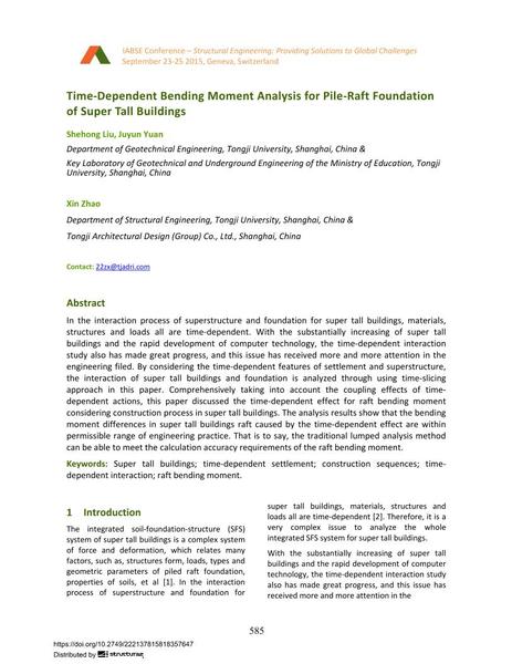  Time-Dependent Bending Moment Analysis for Pile-Raft Foundation of Super Tall Buildings
