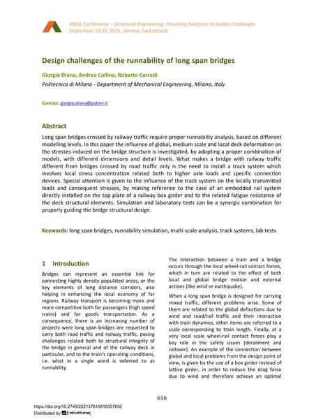  Design challenges of the runnability of long span bridges