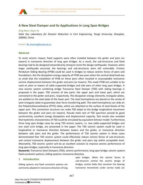 A New Steel Damper and Its Applications in Long Span Bridges