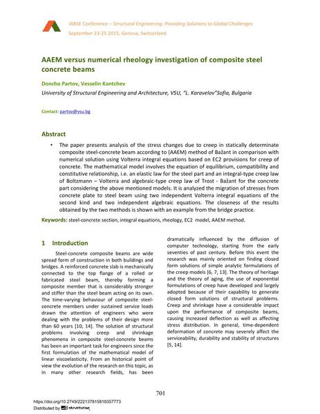  AAEM versus numerical rheology investigation of composite steel concrete beams