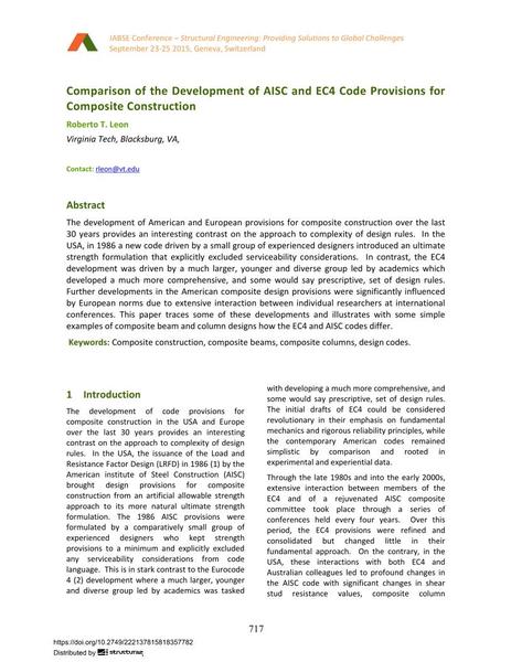  Comparison of the Development of AISC and EC4 Code Provisions for Composite Construction