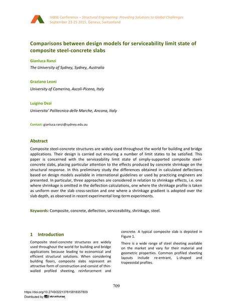  Comparisons between design models for serviceability limit state of composite steel-concrete slabs