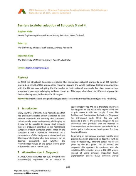  Barriers to global adoption of Eurocode 3 and 4