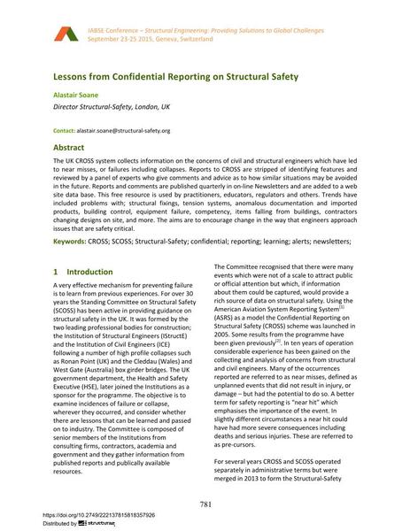  Lessons from Confidential Reporting on Structural Safety