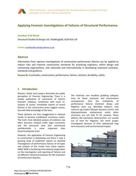  Applying Forensic Investigations of Failures of Structural Performance.