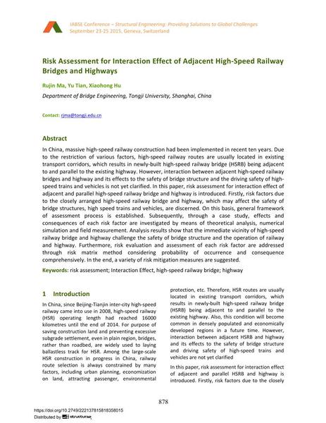  Risk Assessment for Interaction Effect of Adjacent High-Speed Railway Bridges and Highways