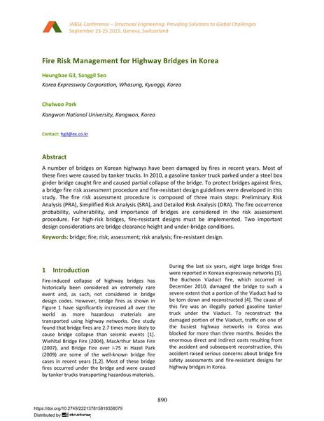  Fire Risk Management for Highway Bridges in Korea