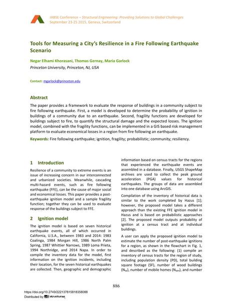  Tools for Measuring a City’s Resilience in a Fire Following Earthquake Scenario