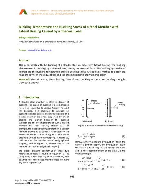  Buckling Temperature and Buckling Stress of a Steel Member with Lateral Bracing Caused by a Thermal Load