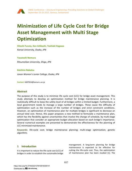  Minimization of Life Cycle Cost for Bridge Asset Management with Multi Stage Optimization