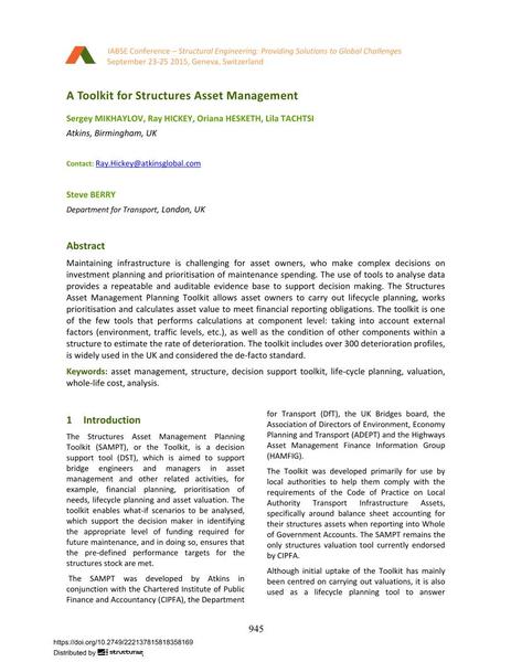 A Toolkit for Structures Asset Management