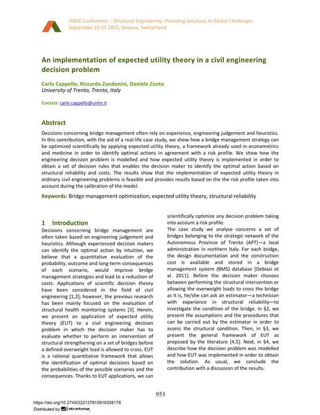 An implementation of expected utility theory in a civil engineering decision problem
