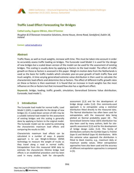  Traffic Load Effect Forecasting for Bridges