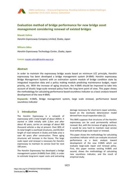 Evaluation method of bridge performance for new bridge asset management considering renewal of existed bridges