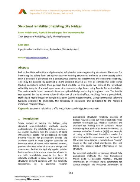  Structural reliability of existing city bridges