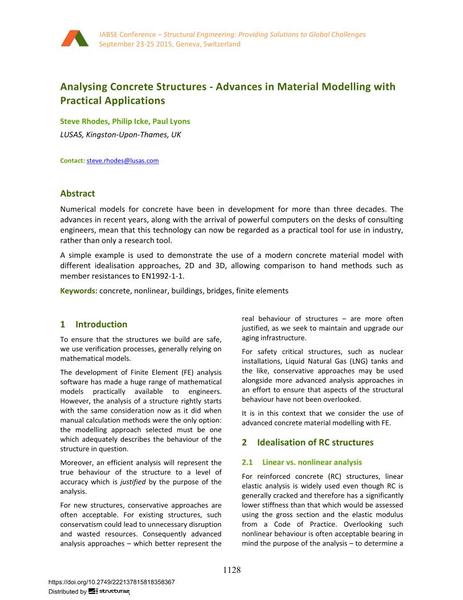 Analysing Concrete Structures - Advances in Material Modelling with Practical Applications