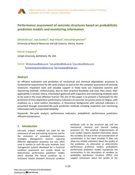  Performance assessment of concrete structures based on probabilistic prediction models and monitoring information