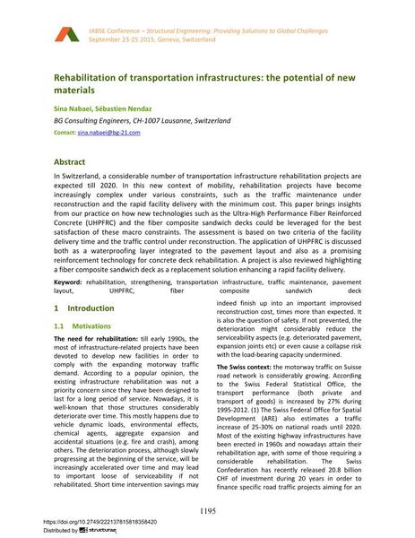  Rehabilitation of transportation infrastructures: the potential of new materials