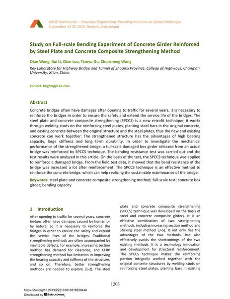  Study on Full-scale Bending Experiment of Concrete Girder Reinforced by Steel Plate and Concrete Composite Strengthening Method