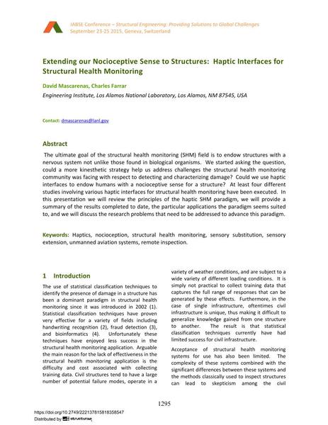  Extending our Nocioceptive Sense to Structures: Haptic Interfaces for Structural Health Monitoring