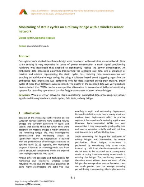  Monitoring of strain cycles on a railway bridge with a wireless sensor network