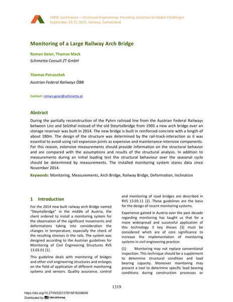  Monitoring of a Large Railway Arch Bridge