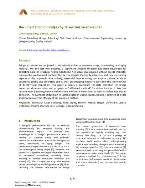 Documentation of Bridges by Terrestrial Laser Scanner
