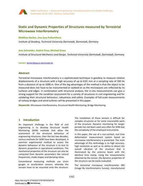  Static and Dynamic Properties of Structures measured by Terrestrial Microwave Interferometry