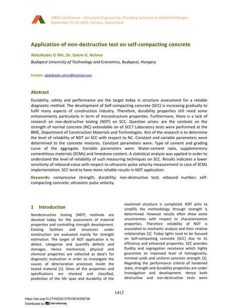  Application of non-destructive test on self-compacting concrete