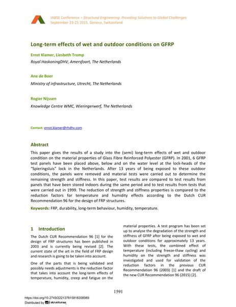  Long-term effects of wet and outdoor conditions on GFRP