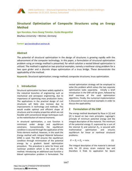  Structural Optimization of Composite Structures using an Energy Method