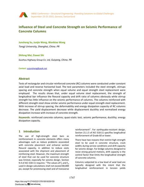  Influence of Steel and Concrete Strength on Seismic Performance of Concrete Columns