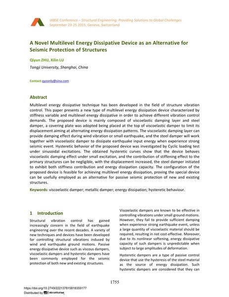 A Novel Multilevel Energy Dissipative Device as an Alternative for Seismic Protection of Structures