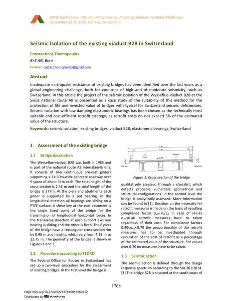  Seismic Isolation of the existing viaduct B28 in Switzerland
