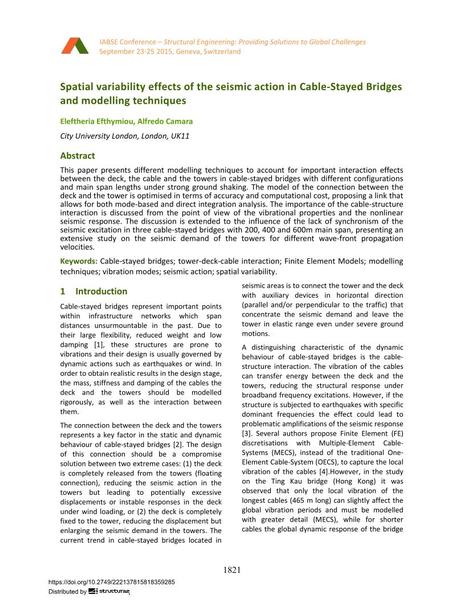  Spatial variability effects of the seismic action in Cable-Stayed Bridges and modelling techniques