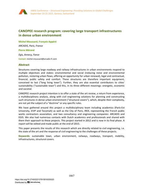  CANOPEE research program: covering large transport infrastructures in dense urban environment