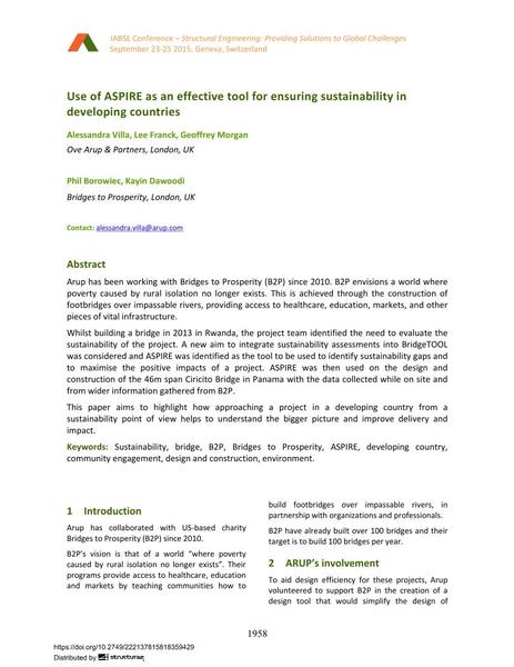  Use of ASPIRE as an effective tool for ensuring sustainability in developing countries