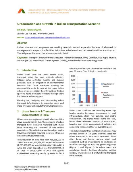 Urbanization and Growth in Indian Transportation Scenario