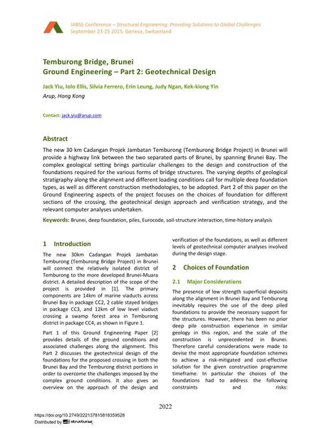  Temburong Bridge, Brunei – Ground Engineering - Part 2: Geotechnical Design