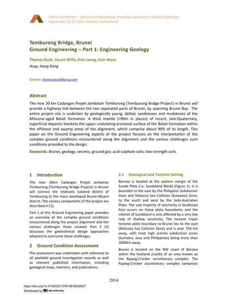  Temburong Bridge, Brunei – Ground Engineering - Part 1: Engineering Geology