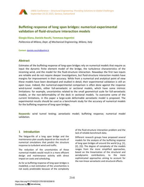  Buffeting response of long span bridges: numerical-experimental validation of fluid-structure interaction models