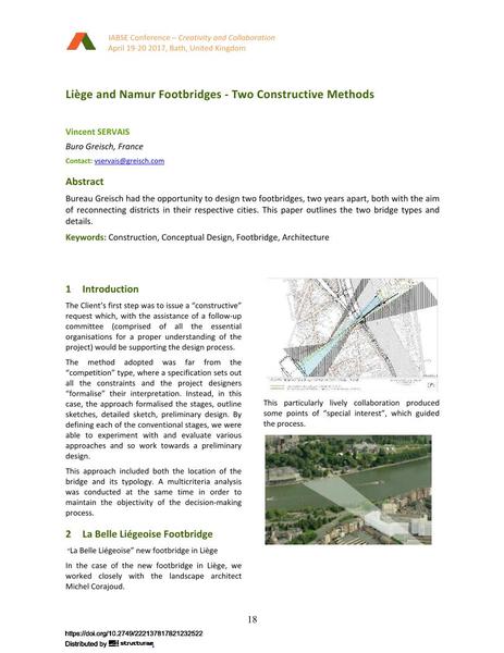  Liège and Namur Footbridges ‐ Two Constructive Methods